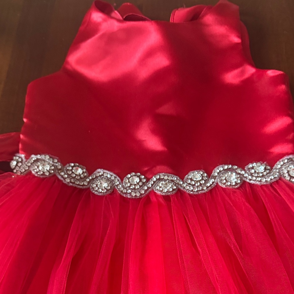 Charming Red Kids Dress with Sparkling Detail
